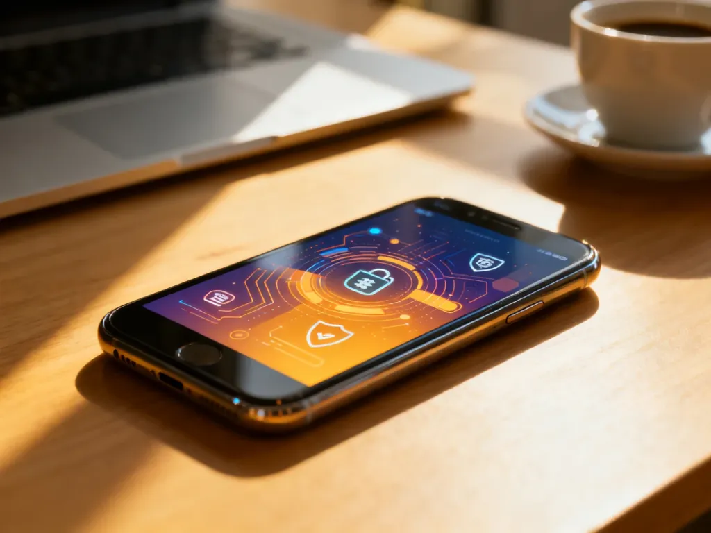 Smartfon z otwartym interfejsem płatności cyfrowych na drewnianym biurku, symbolizujący wygodne i bezpieczne zakupy online.